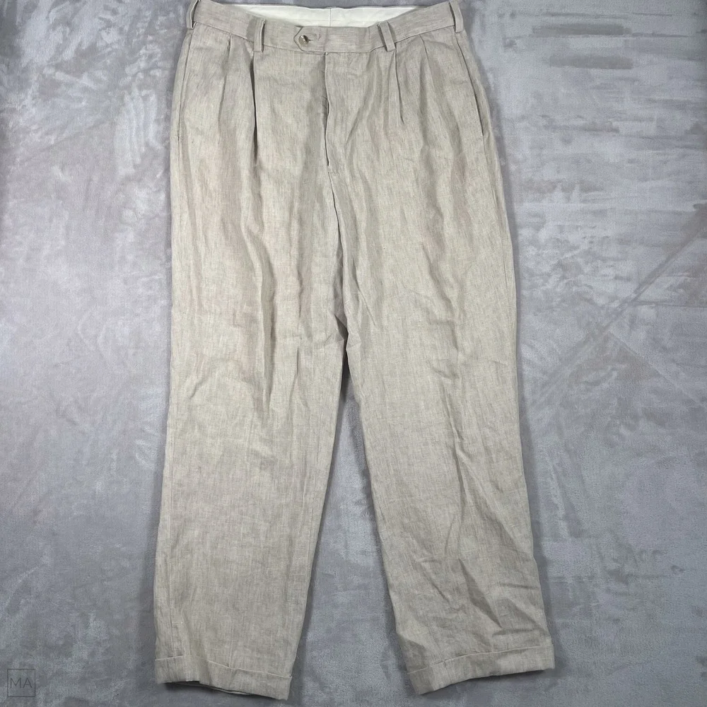 Jos. A. Bank Men's Pants Trousers 100% Linen Neutral Business Casual 36x30 Beige
